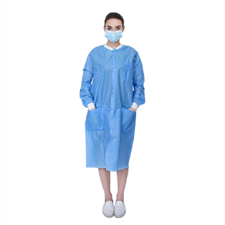 Анти{0}}статично лабораторно престило за еднократна употреба с бутон за закопчаване